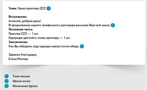 Использование шаблона при написании письма