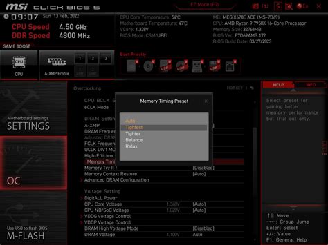 Использование MSI Click BIOS для изменения настроек