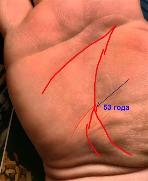 Используйте красную ручку для рисования линии жизни на руке