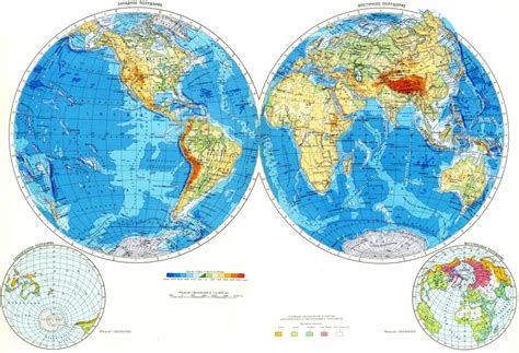 Какие полушария отражены на картах