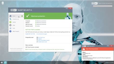 Как включить антивирус Eset 32 после отключения?