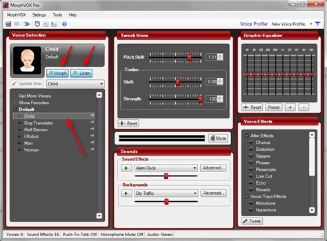 Как выбрать голос в MorphVOX Pro