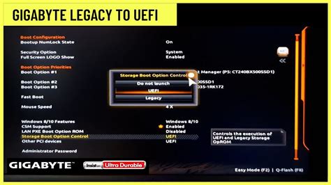 Как изменить режим UEFI на Legacy в BIOS Gigabyte