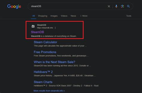 Как использовать SteamDB для этой цели