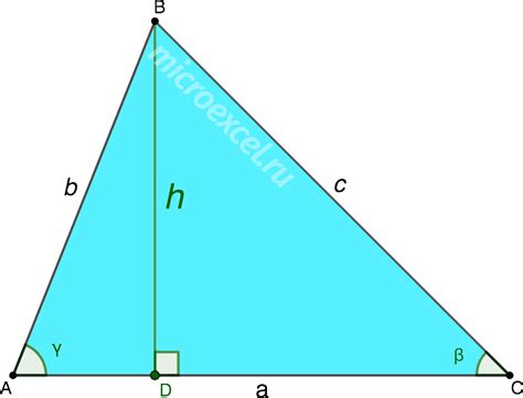 Как найти высоту треугольника в прямоугольнике