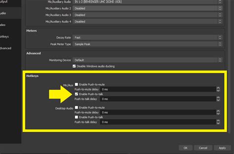 Как настроить Push to Talk в OBS