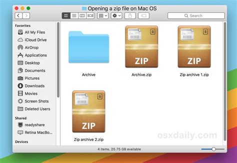 Как открыть zip-файлы на Mac?