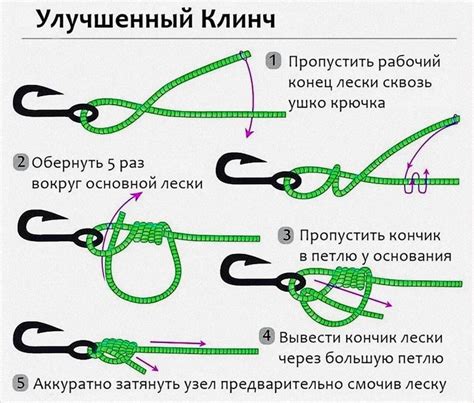 Как прикрепить крючок к леске