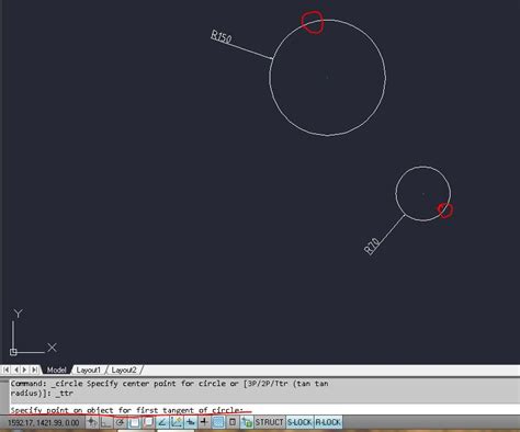 Как провести касательную между окружностями в AutoCAD