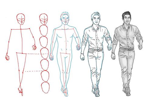 Как рисовать тело мужчины пошагово