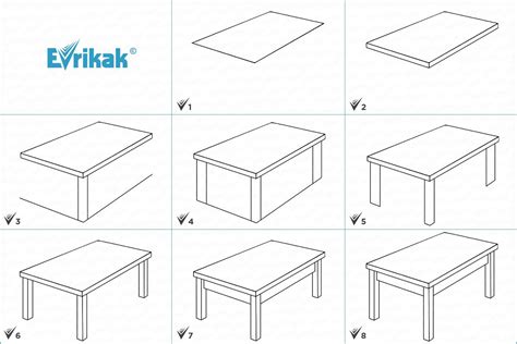 Как самостоятельно нарисовать стол в комнате