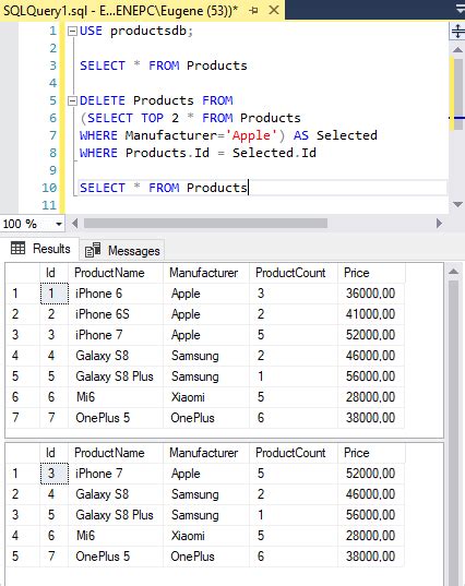 Как удалить столбцы из таблицы MySQL