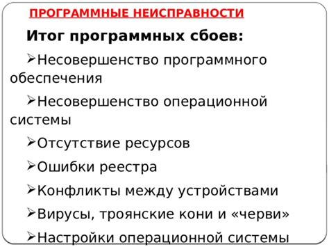 Конфликты программного обеспечения и настроек