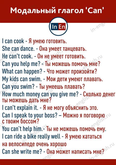 Лексическое значение глагола "can"