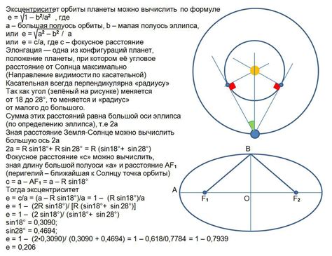 Математические выражения и уравнения, используемые для точного расчета степени эллиптичности орбиты