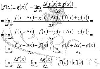 Методы нахождения производной разности функций