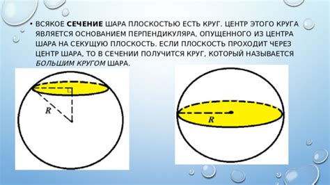 Методы определения сечения шара через центр круга