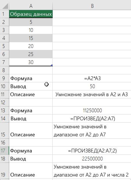 Методы умножения чисел в Excel