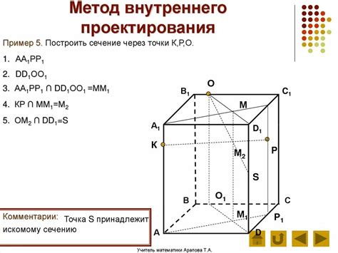 Метод нахождения сечения параллелепипеда: