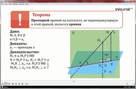 Метод проекции прямой на плоскость с использованием векторов