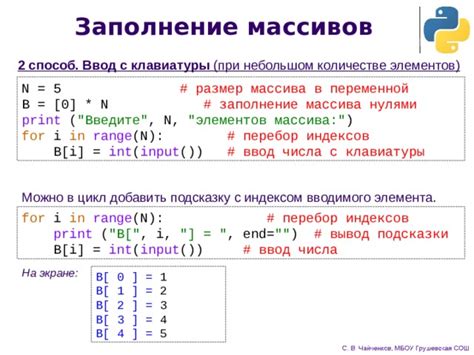 Метод 1: Заполнение массива с клавиатуры с помощью цикла