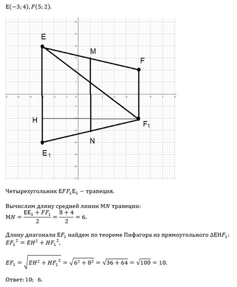 Метод 1: По средней линии и диагонали