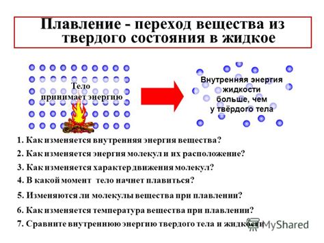 Механизм изменения состояния вещества при плавлении