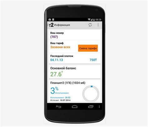 Мобильное приложение Теле2 для контроля баланса