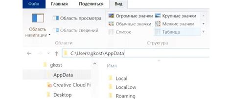 Настройка видимости папки AppData на компьютере