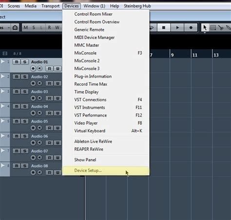 Настройка внешней звуковой карты в общих настройках Cubase 5