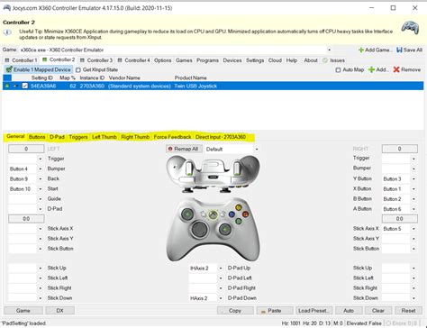 Настройка геймпада Xbox 360
