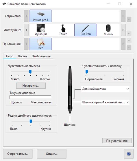 Настройка наклона пера на планшете Wacom