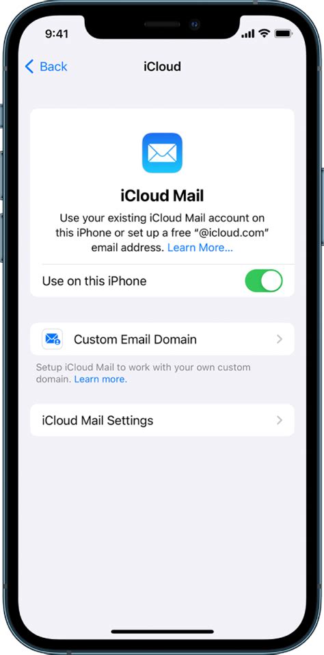 Настройка почты iCloud на телефоне