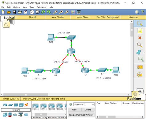 Настройка статической маршрутизации между роутерами в Cisco Packet Tracer