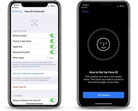 Настройка Touch ID или Face ID для разблокировки