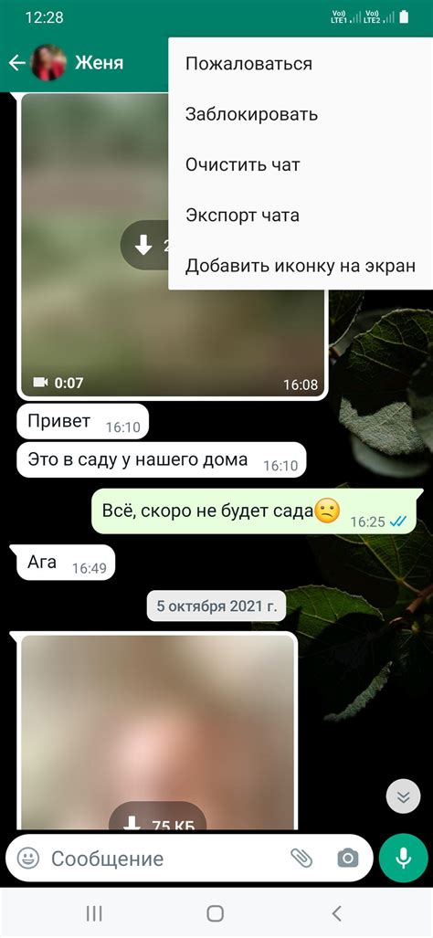 Настройки чата в WhatsApp