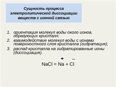 Научное объяснение процесса ионной диссоциации