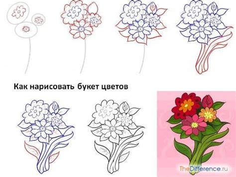 Начертите основные контуры букета