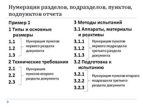 Нумерация пунктов и подпунктов