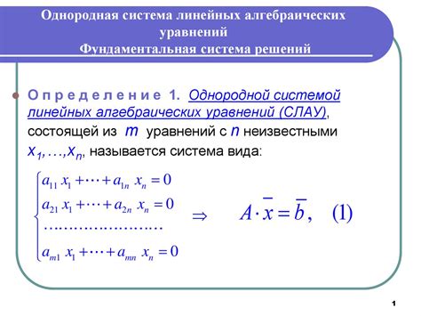 Однородные и неоднородные системы уравнений