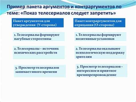 Определение аргументов и контраргументов