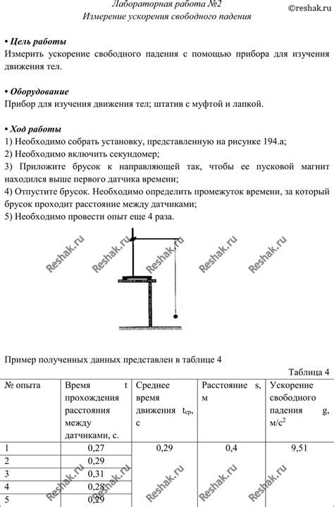 Определение значений силы и ускорения