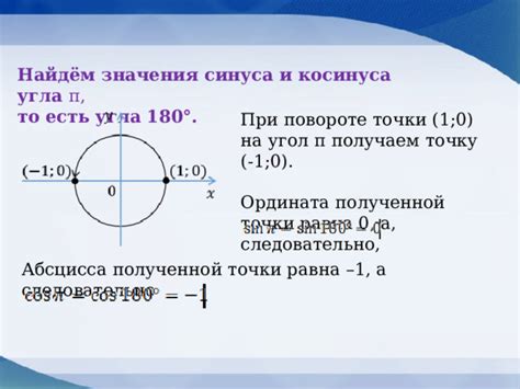 Определение значения косинуса угла