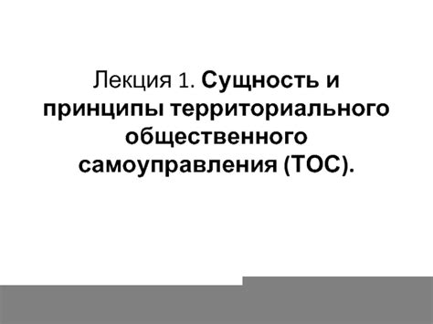 Определение и принципы Территориального общественного самоуправления