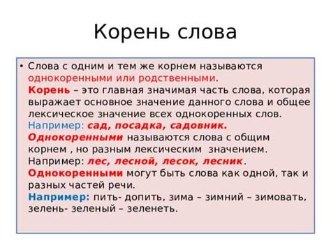 Определение понятия "корень"