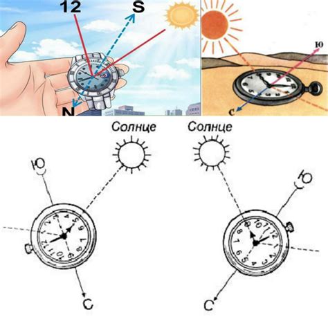 Определение севера и юга с помощью солнца