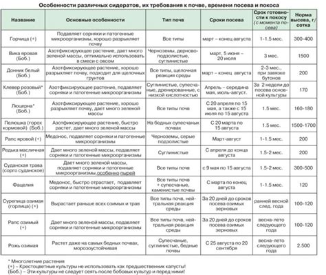 Оптимальные сроки высева сидератов осенью