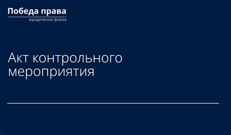 Организация контрольного мероприятия