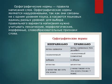 Орфографические аспекты правильного написания