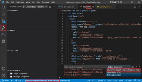 Основные параметры файла launch.json в Visual Studio Code